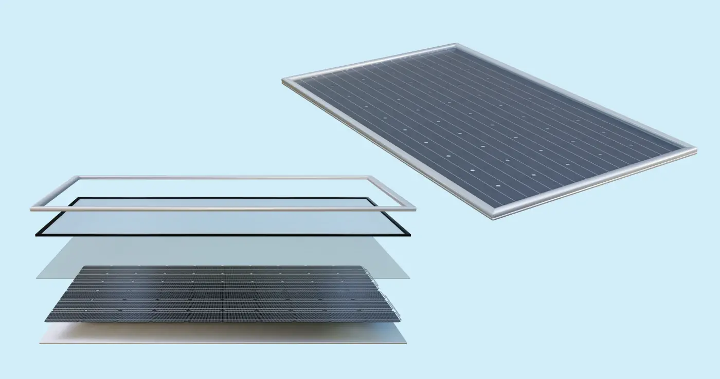 Schéma de composants d'un panneau photovoltaïque séparés