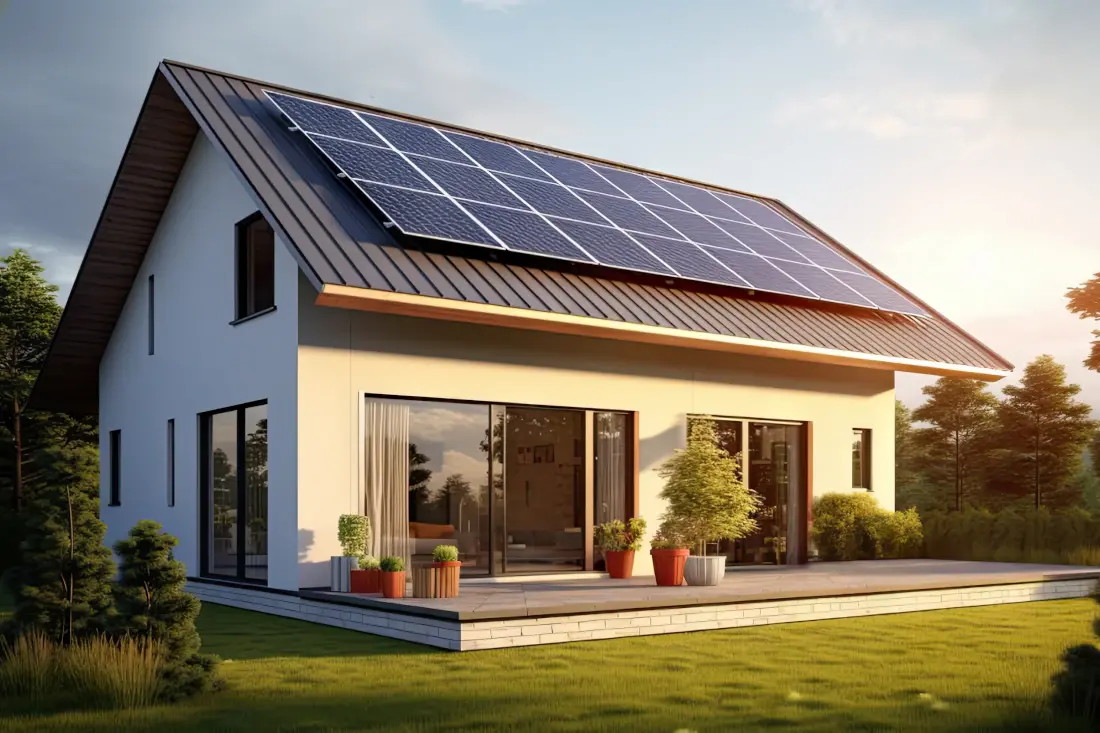 Panneaux solaires sur une maison en location