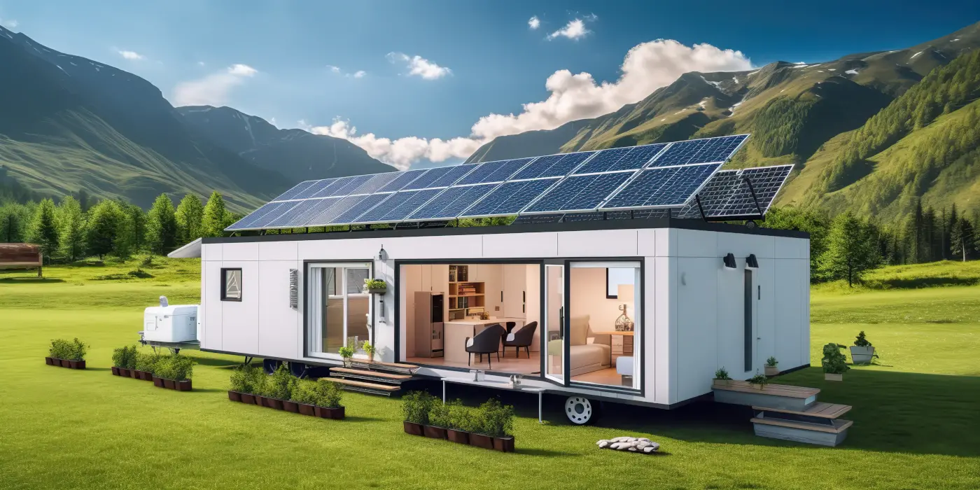 maison mobile dans les montagnes alimentée à l'énergie solaire