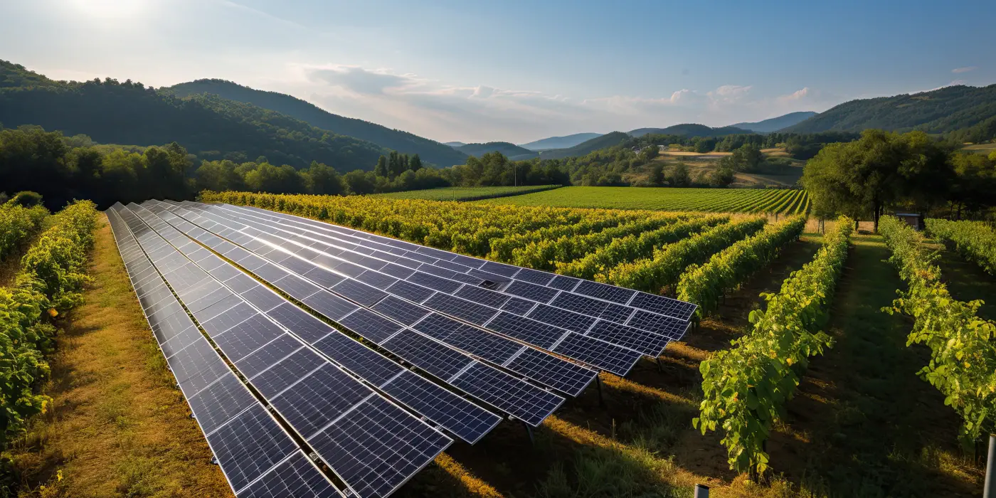 panneaux solaires dans un vignoble