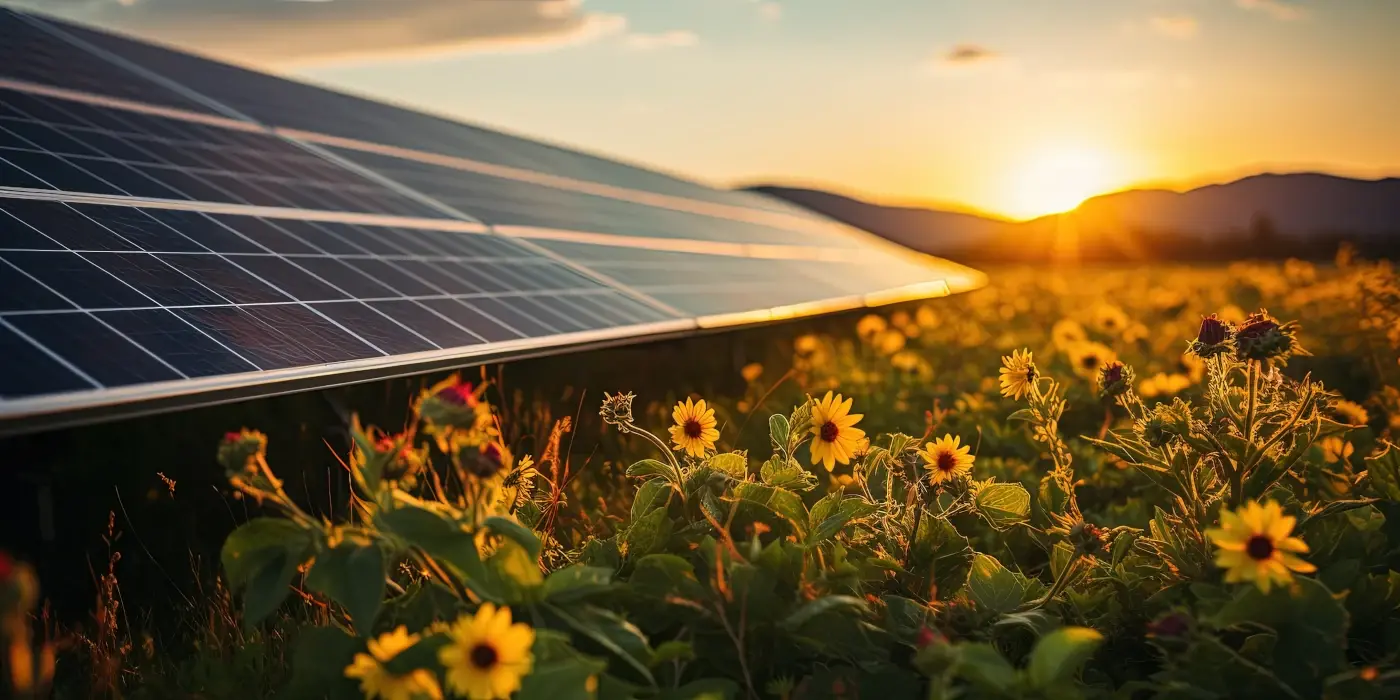 panneaux solaires dans un champ de tournesols