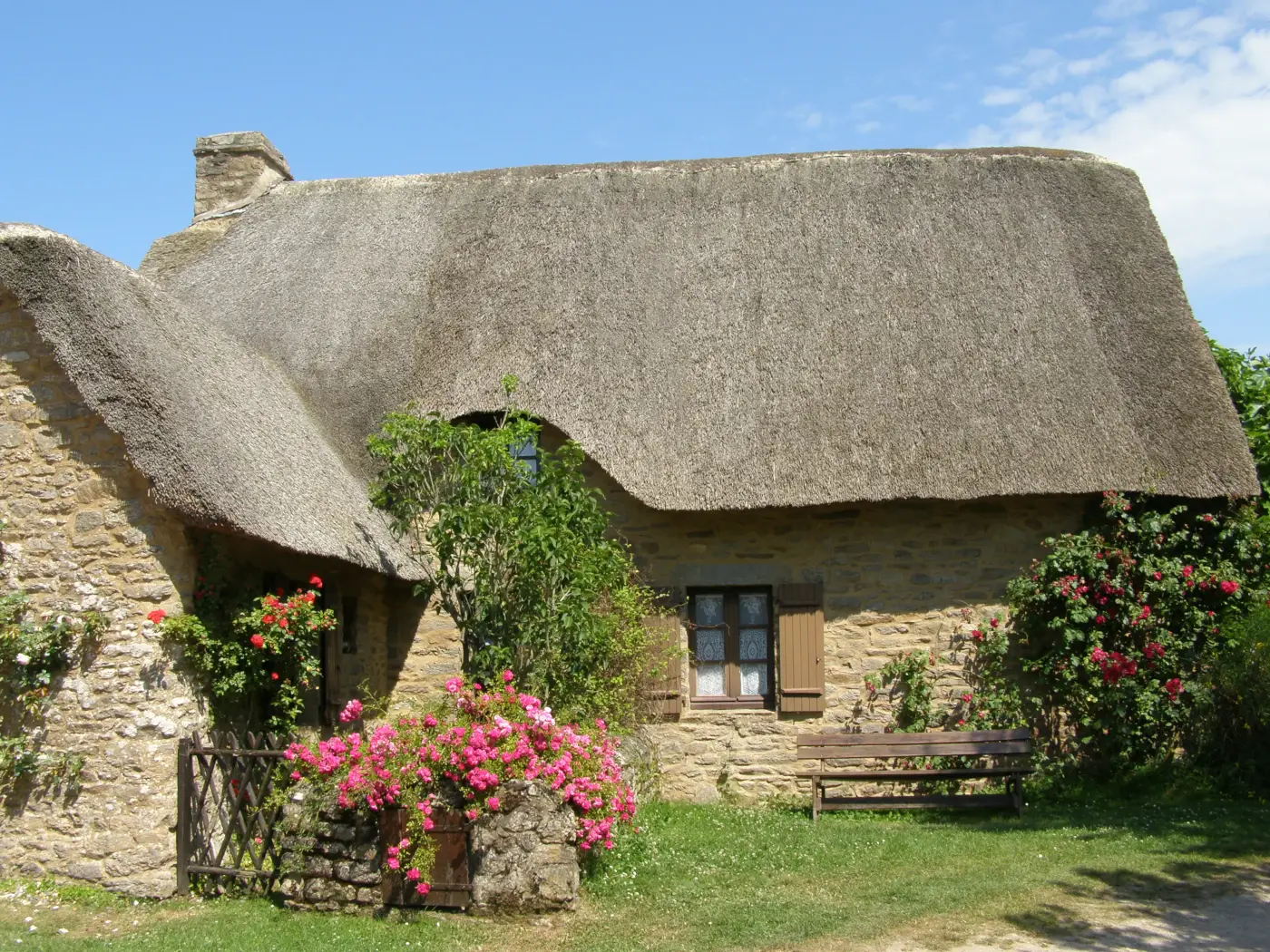 maison avec un type de toiture en chaume